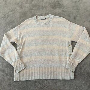 Alashan Cotton Cashmere Long Sleeve Sweater Women's LARGE Gray Beige